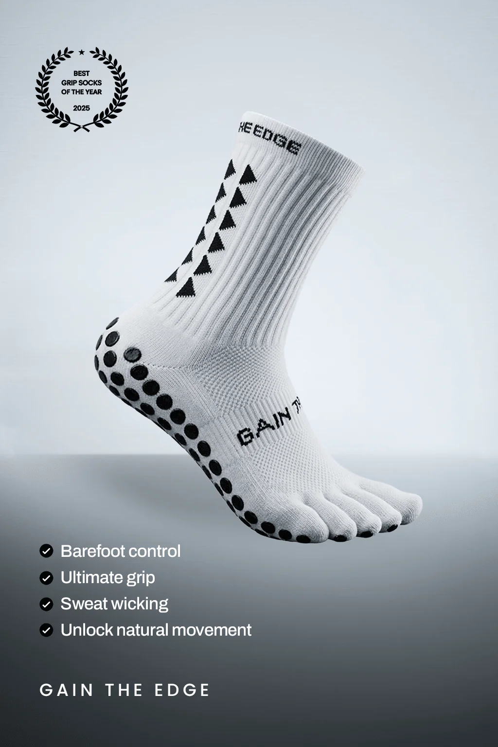 BAREFOOT GRIP SOCKS 3.0 MidCalf Length - White - Image 3