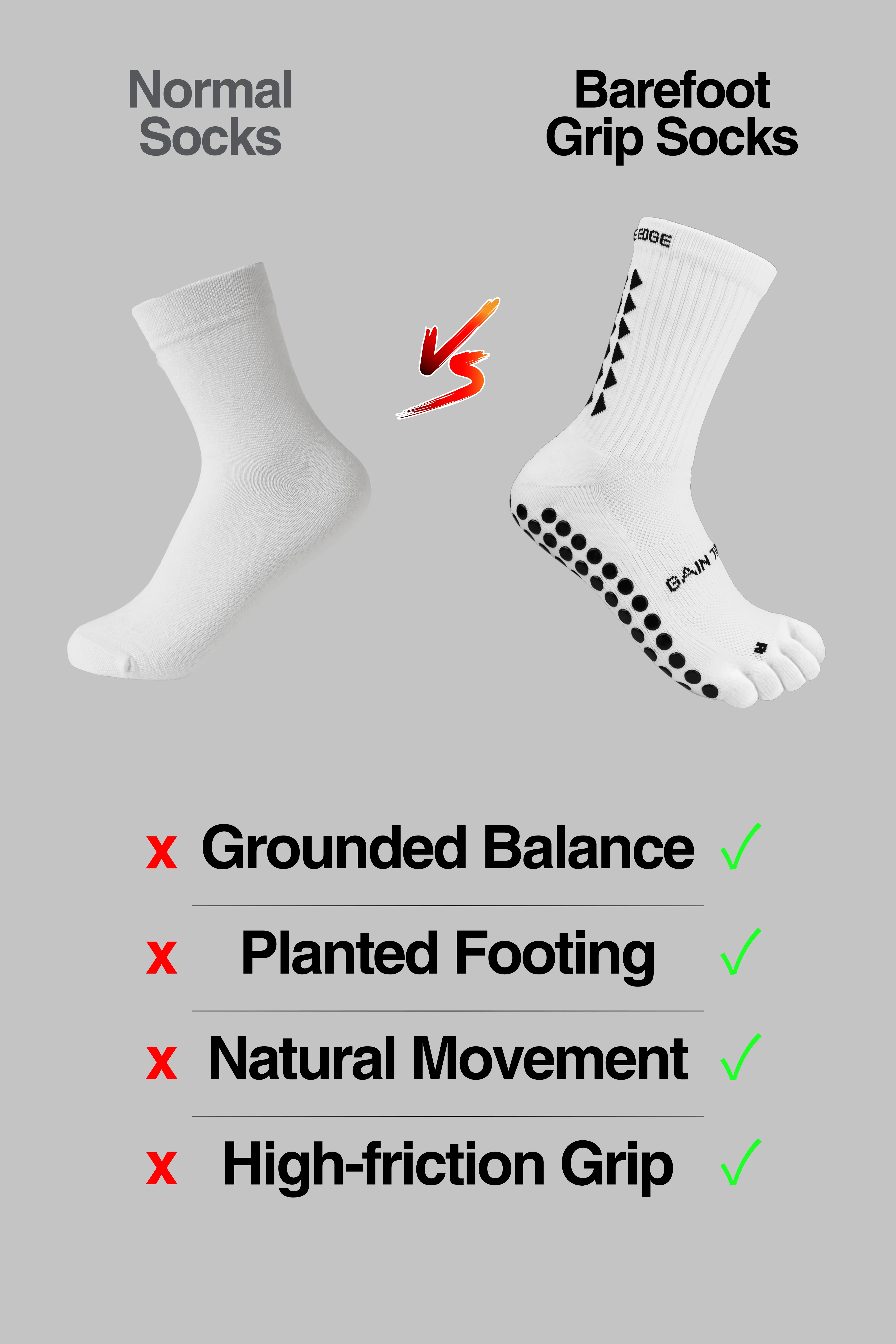 BAREFOOT GRIP SOCKS 3.0 MidCalf Length - White - Image 4