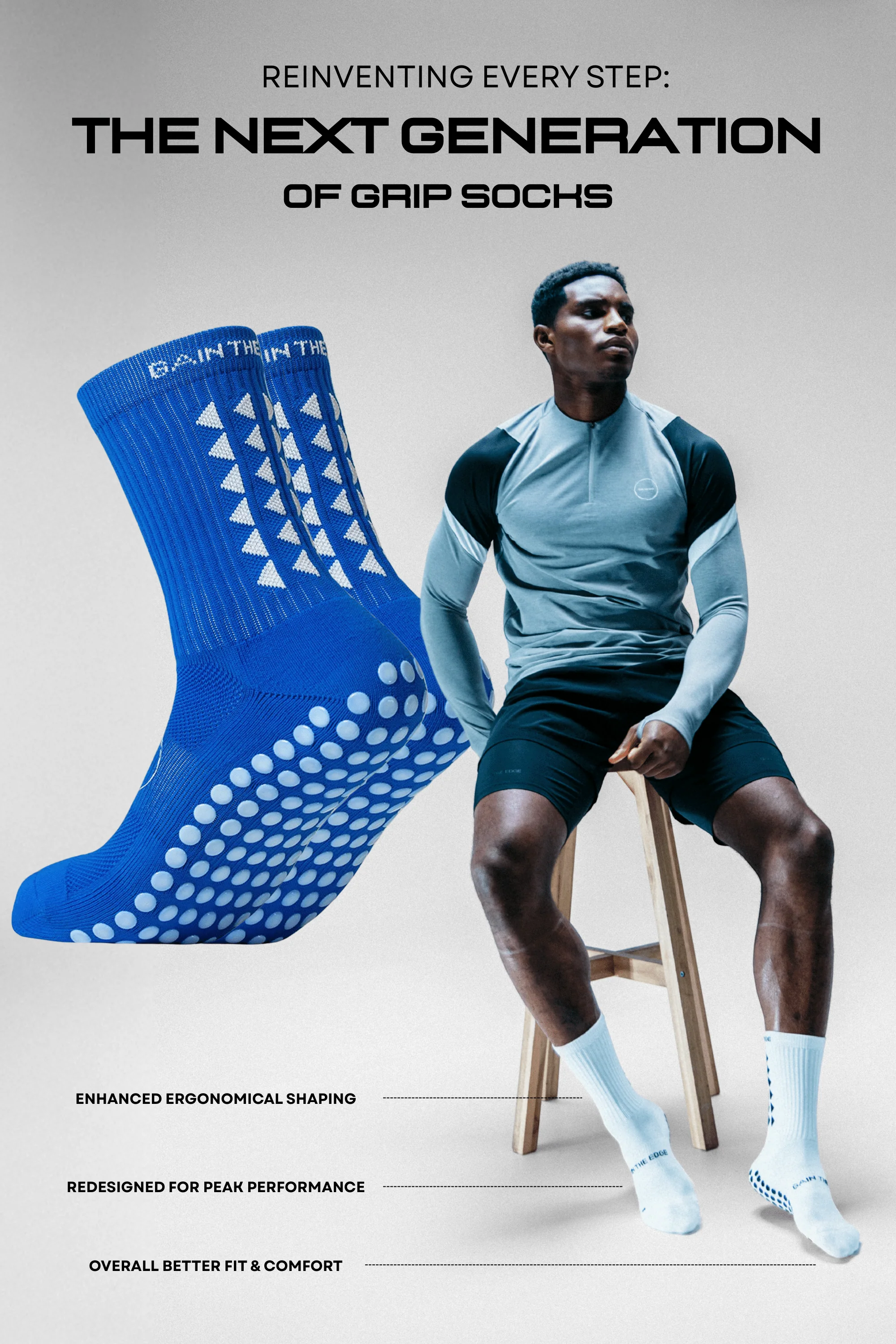 KIDS GRIP SOCKS 3.0 MidCalf Length - Blue - Little Stars - Image 3
