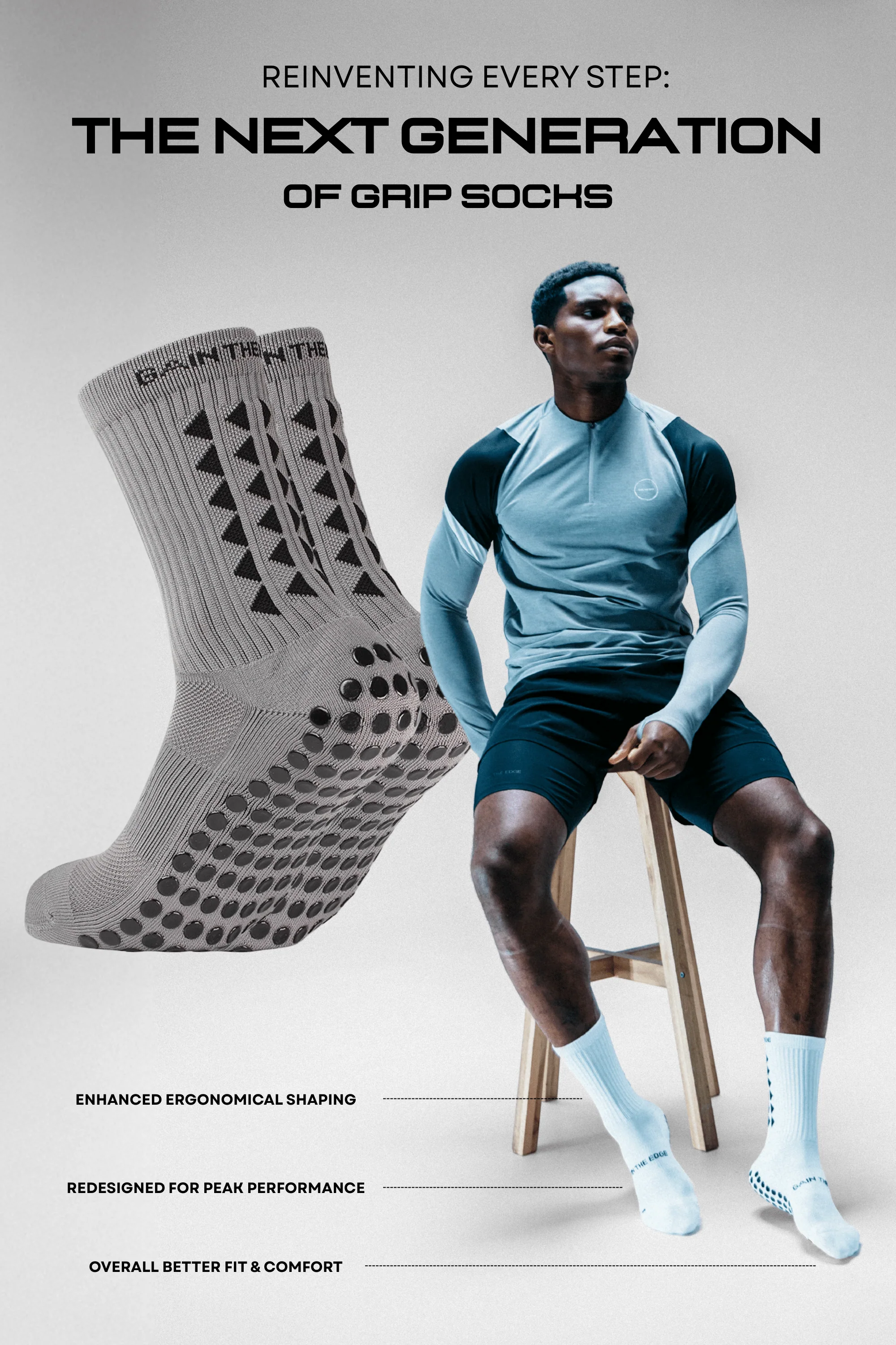 KIDS GRIP SOCKS 3.0 MidCalf Length - Grey - Little Stars - Image 3