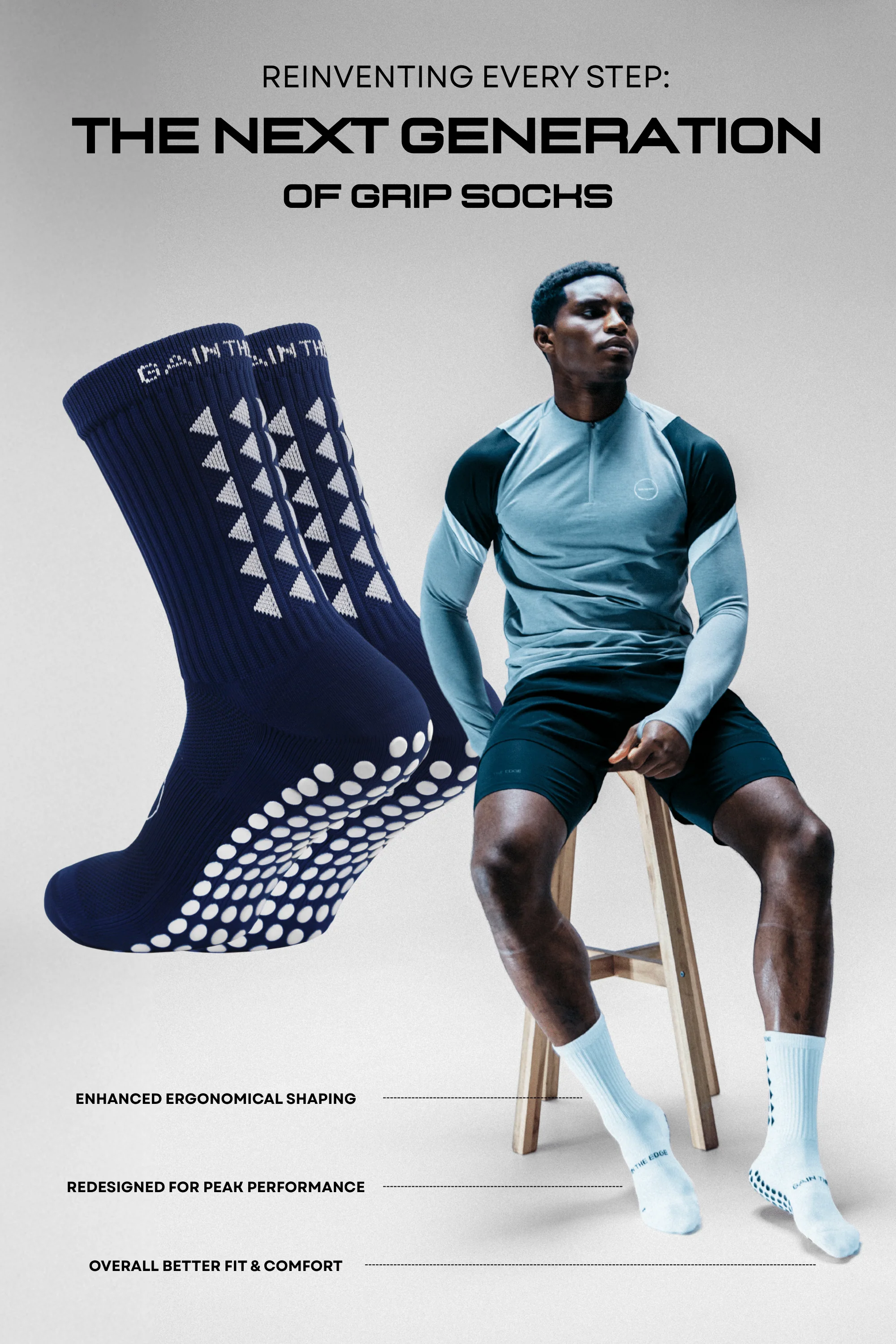 KIDS GRIP SOCKS 3.0 MidCalf Length - Navy Blue - Little Stars - Image 3