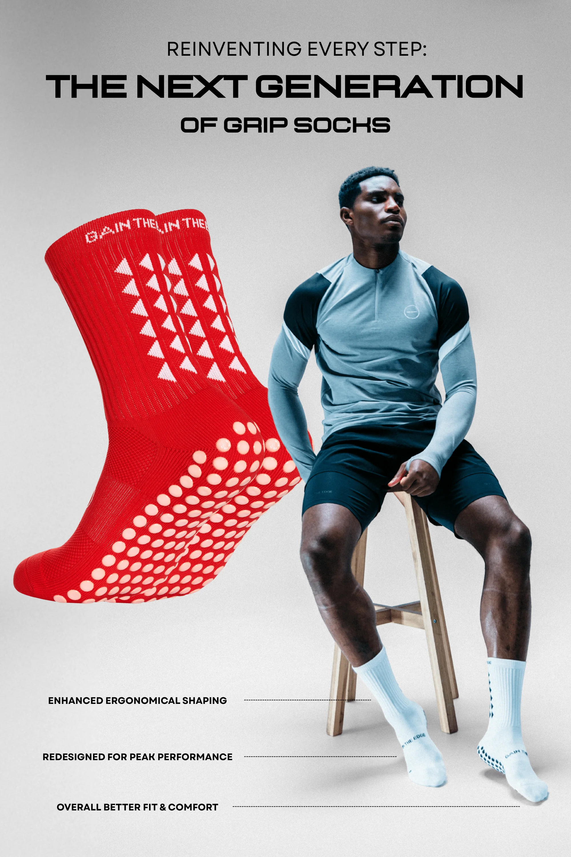 KIDS GRIP SOCKS 3.0 MidCalf Length - Red - Little Stars - Image 3
