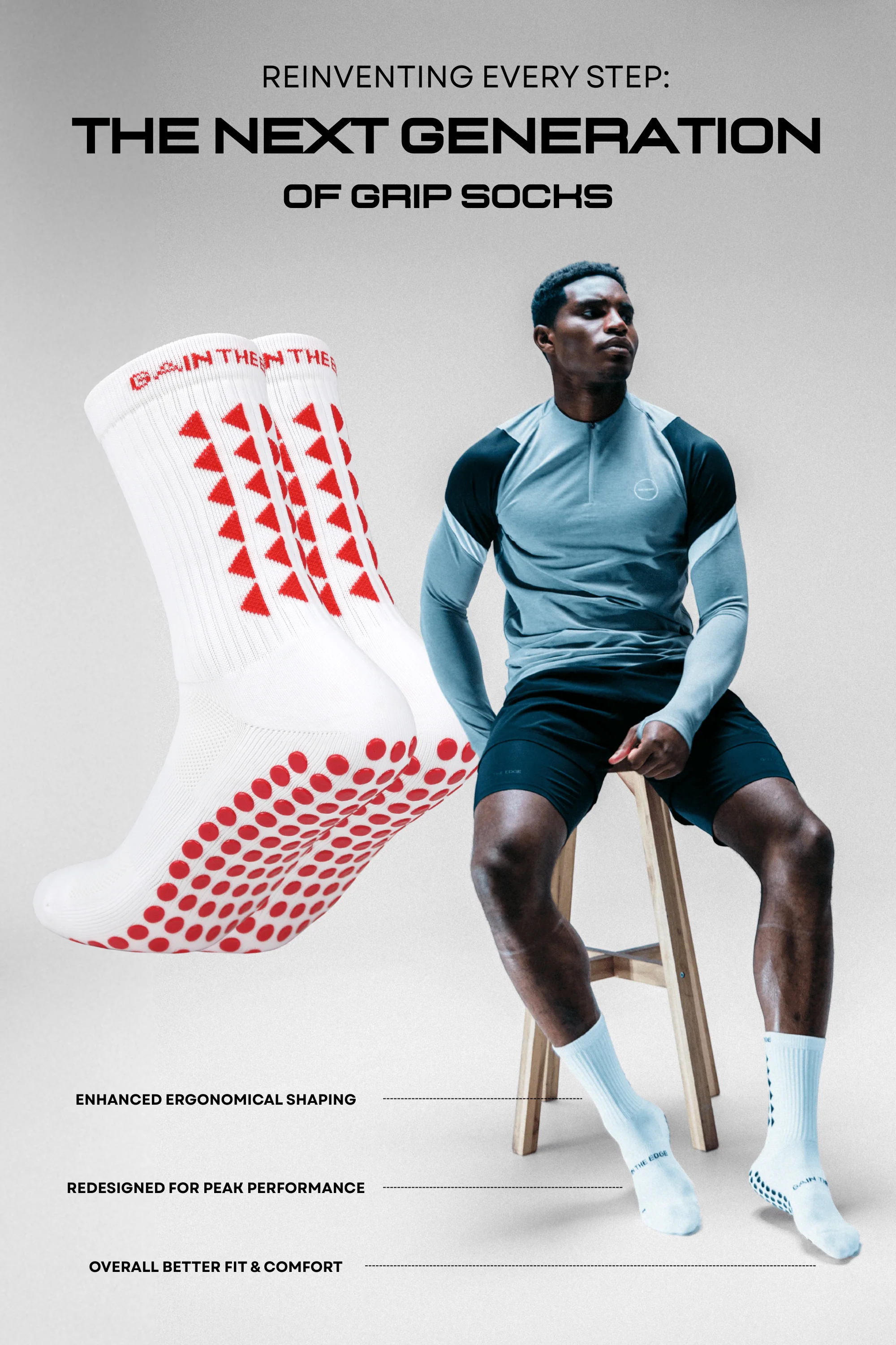 KIDS GRIP SOCKS 3.0 MidCalf Length - White & Red - Little Stars - Image 3